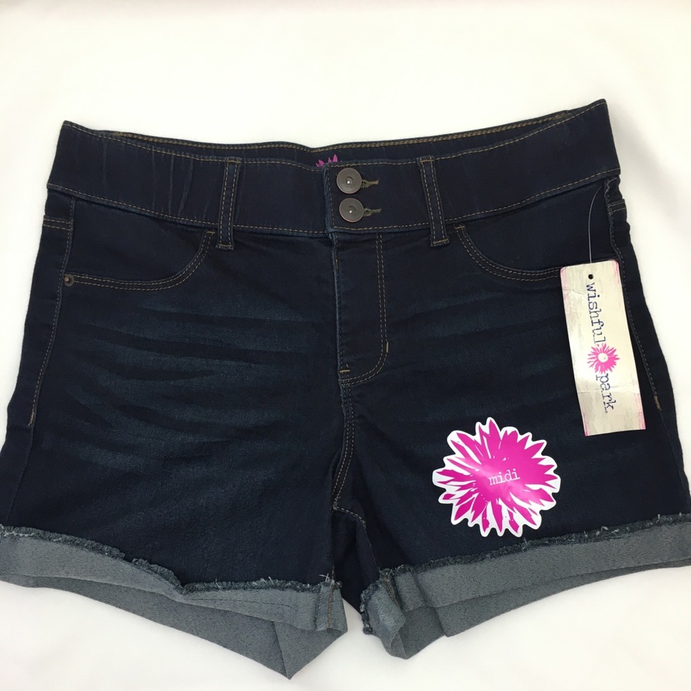 Wishful Park Denim Midi Jr Sz M NWT Cuffed Fringe